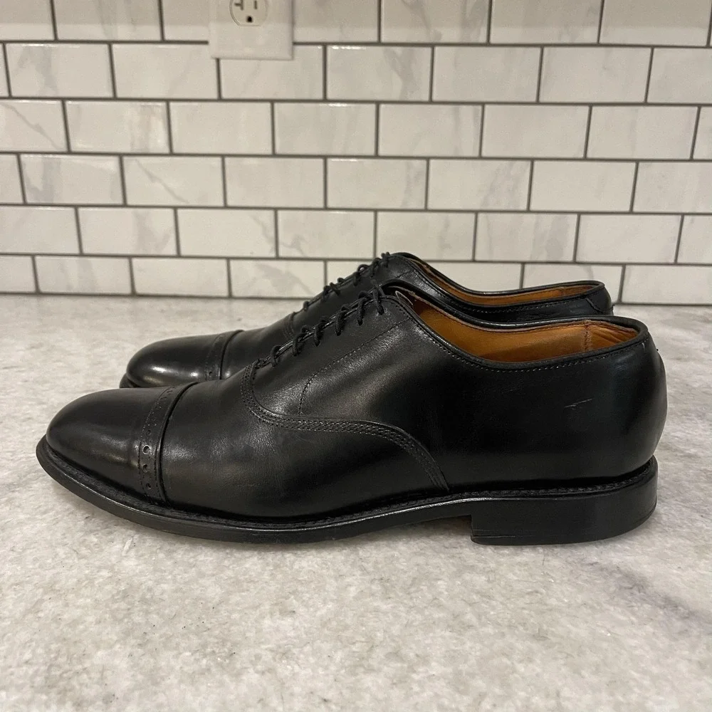 Allen Edmonds Byron Shoes Mens Size 10 B Black Leather Cap Toe Dress Oxford USA